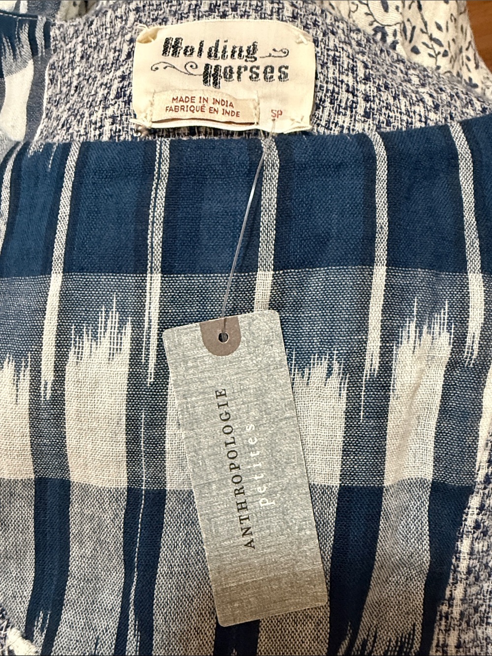 Anthropologie Holding Horses "Ivy" Blue Mixed Print Patchwork Swing Dress - Picture 5 of 6